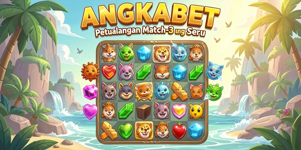 Tampilan gameplay seru dan menantang dalam ANGKABET Match-3.
