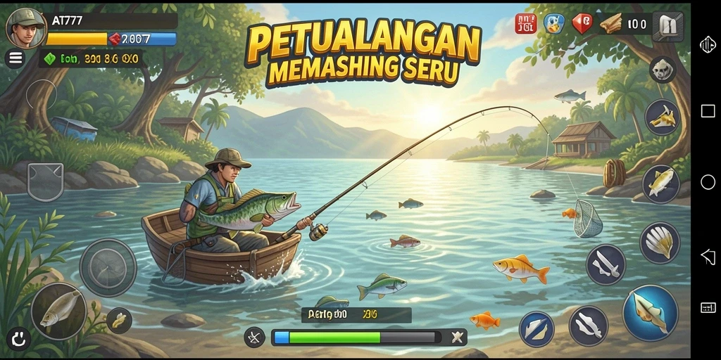 Tampilan gameplay AT777 dengan aksi memancing yang mendebarkan.