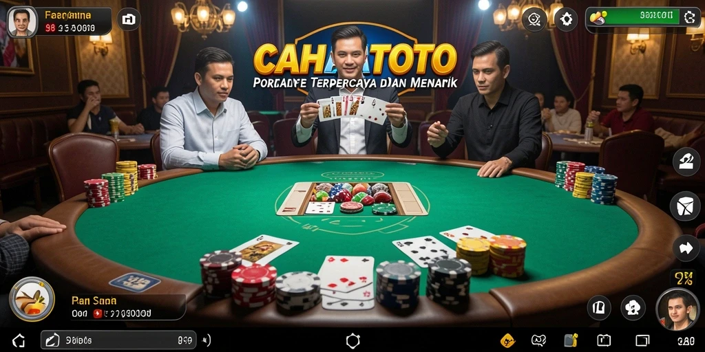 Tampilan gameplay Poker CAHAYATOTO yang menarik dan mendebarkan.