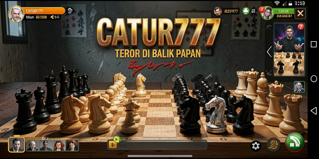Tampilan gameplay menegangkan di CATUR777 dengan latar belakang yang menyeramkan.