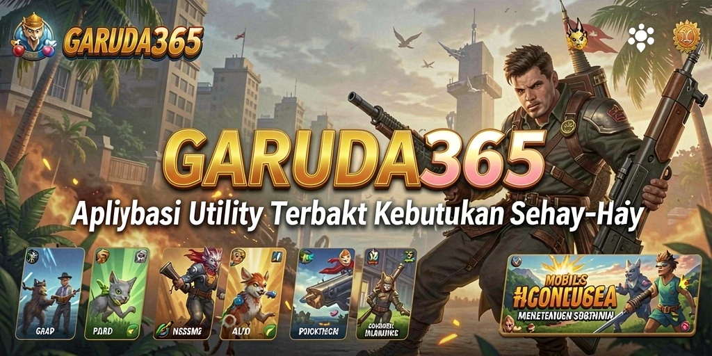 Tampilan antarmuka utama GARUDA365 dengan fitur-fitur Utility yang menarik.