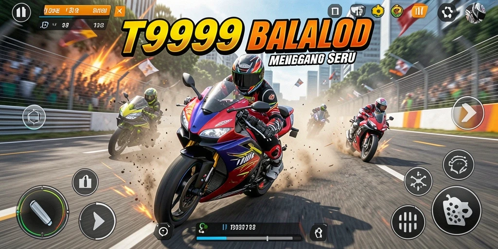 Gameplay seru T9999 dengan berbagai lintasan menantang.