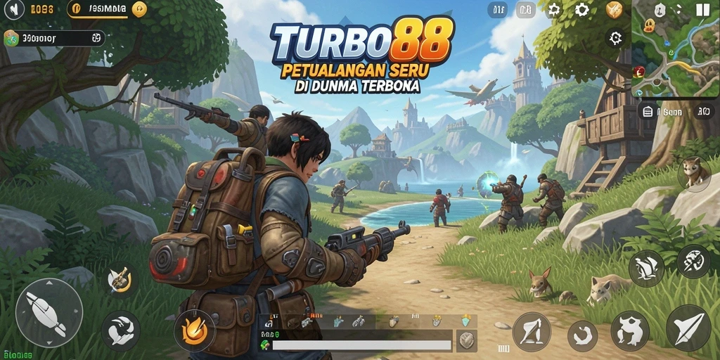 Screenshot utama TURBO88 menampilkan aksi seru dalam dunia terbuka.